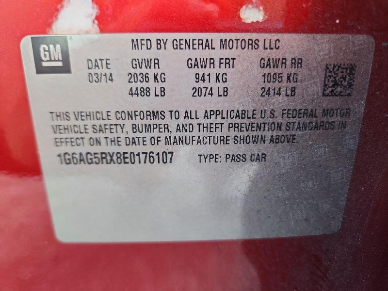 56956226 :رقم المزاد ، 1G6AG5RX8E0176107 vin ، 2014 Cadillac Ats مزاد بيع