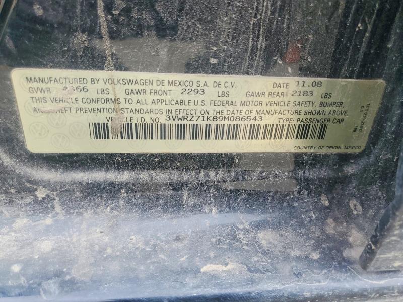 2009 Volkswagen Jetta მანქანა იყიდება აუქციონზე, vin: 3VWRZ71K89M086543, აუქციონის ნომერი: 55808736