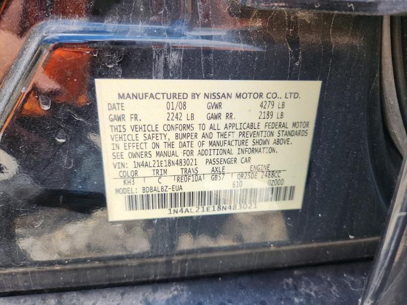 Продаж на аукціоні авто 2008 Nissan Altima, vin: 1N4AL21E18N483021, номер лоту: 58081436