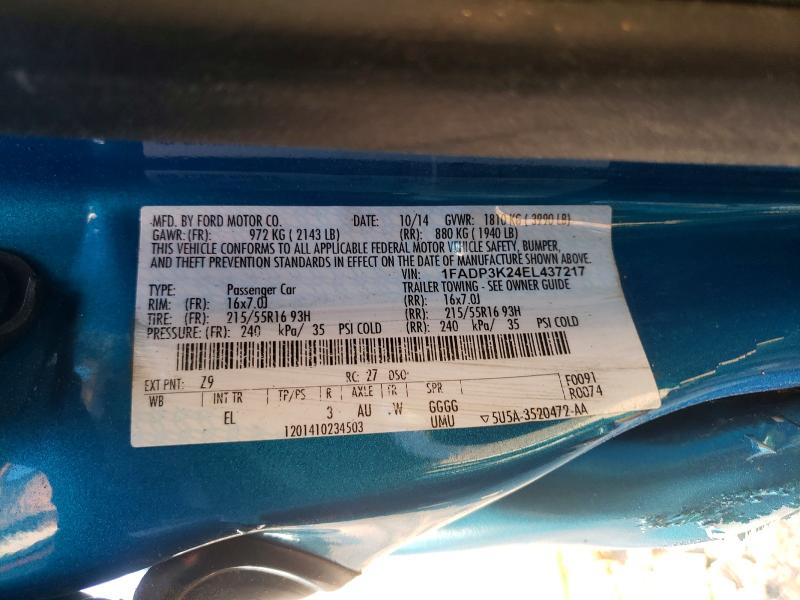 Продажа на аукционе авто 2014 Ford Focus, vin: 1FADP3K24EL437217, номер лота: 57009276