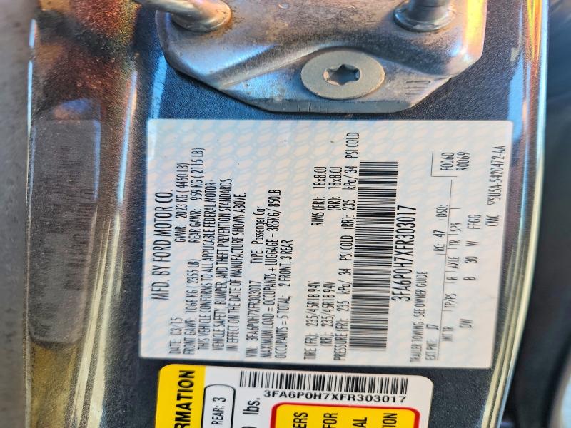 Auction sale of the 2015 Ford Fusion, vin: 3FA6P0H7XFR303017, lot number: 55427026