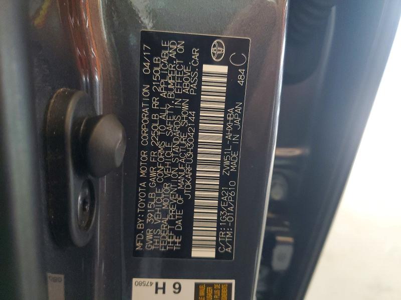 57610266 :رقم المزاد ، JTDKARFU3H3042144 vin ، 2017 Toyota Prius مزاد بيع