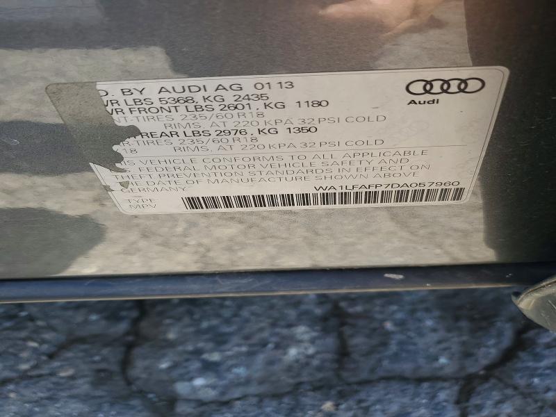 2013 Audi Q5 მანქანა იყიდება აუქციონზე, vin: WA1LFAFP7DA057960, აუქციონის ნომერი: 58245176