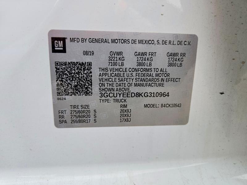 56360706 :رقم المزاد ، 3GCUYEED8KG310964 vin ، 2019 Chevrolet Silverado مزاد بيع