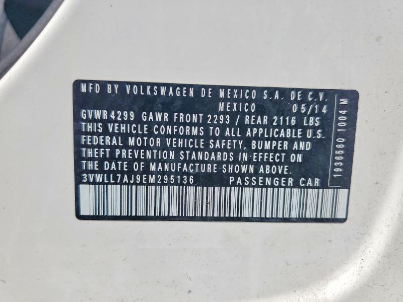Aukcja sprzedaży 2014 Volkswagen Jetta, vin: 3VWLL7AJ9EM295136, numer aukcji: 57610986