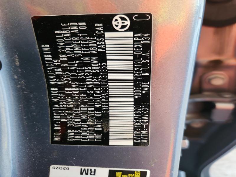 Продажа на аукционе авто 2020 Toyota Corolla, vin: 5YFEPRAE9LP031855, номер лота: 58572446