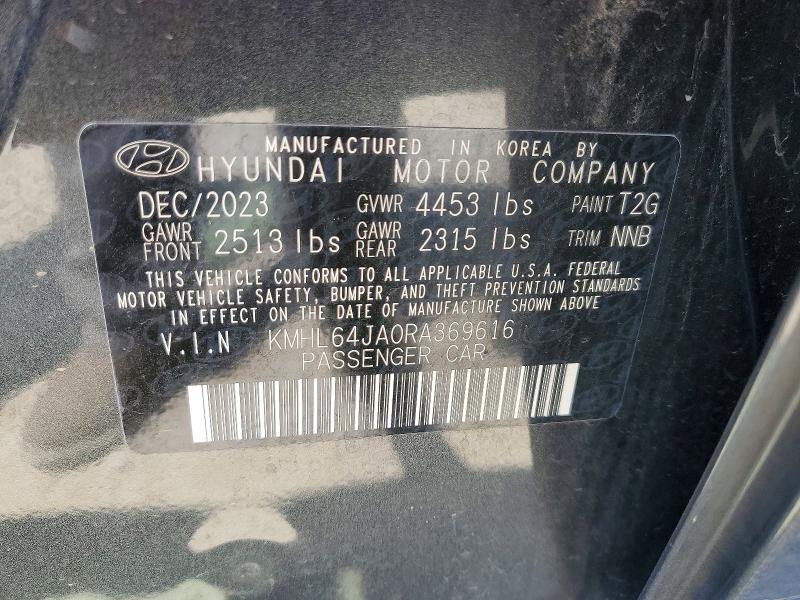 57768846 :رقم المزاد ، KMHL64JA0RA369616 vin ، 2024 Hyundai Sonata مزاد بيع