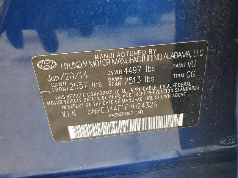 2015 Hyundai Sonata მანქანა იყიდება აუქციონზე, vin: 5NPE34AF1FH024326, აუქციონის ნომერი: 57572766