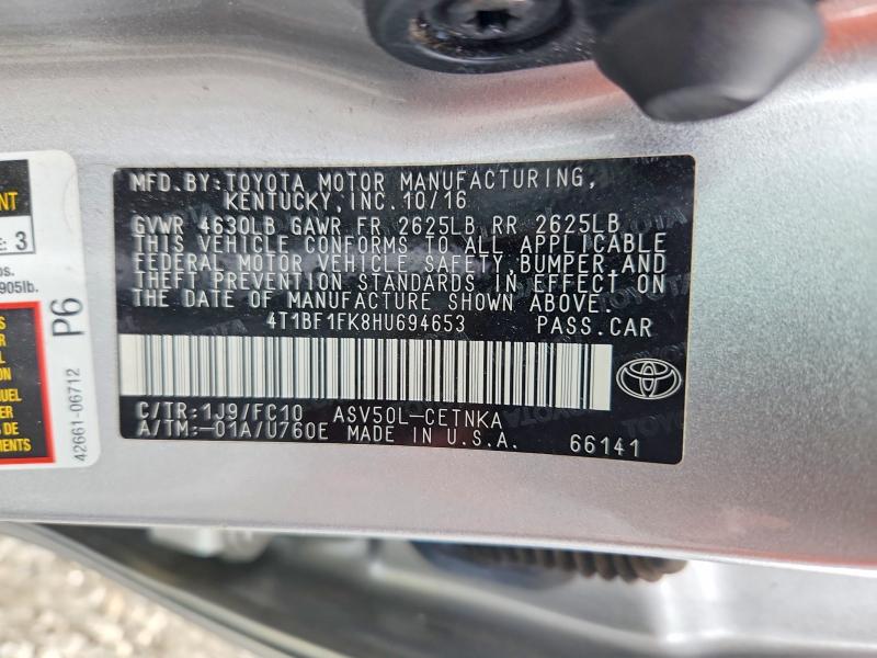 Aukcja sprzedaży 2017 Toyota Camry, vin: 4T1BF1FK8HU694653, numer aukcji: 56538816