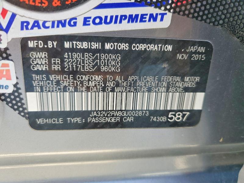 Продаж на аукціоні авто 2016 Mitsubishi Lancer, vin: JA32V2FW8GU002873, номер лоту: 55121966