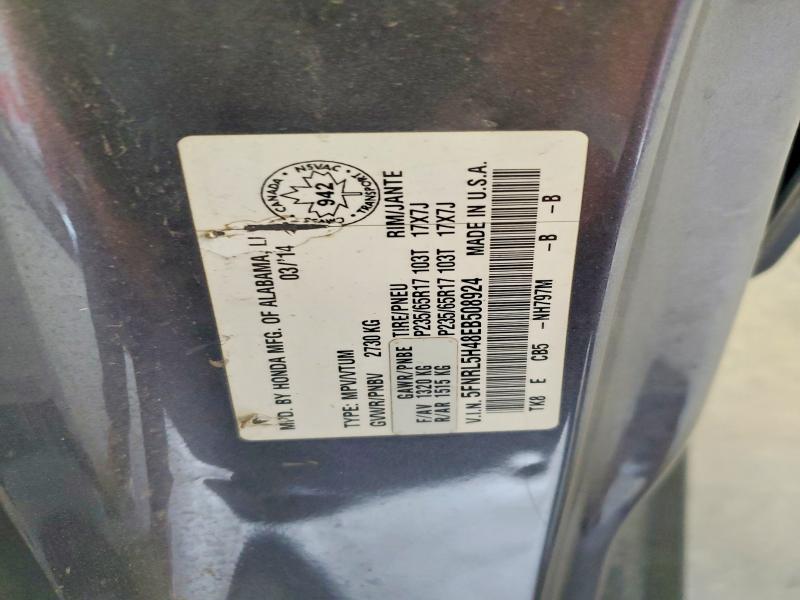 2014 Honda Odyssey მანქანა იყიდება აუქციონზე, vin: 5FNRL5H48EB508924, აუქციონის ნომერი: 57907306