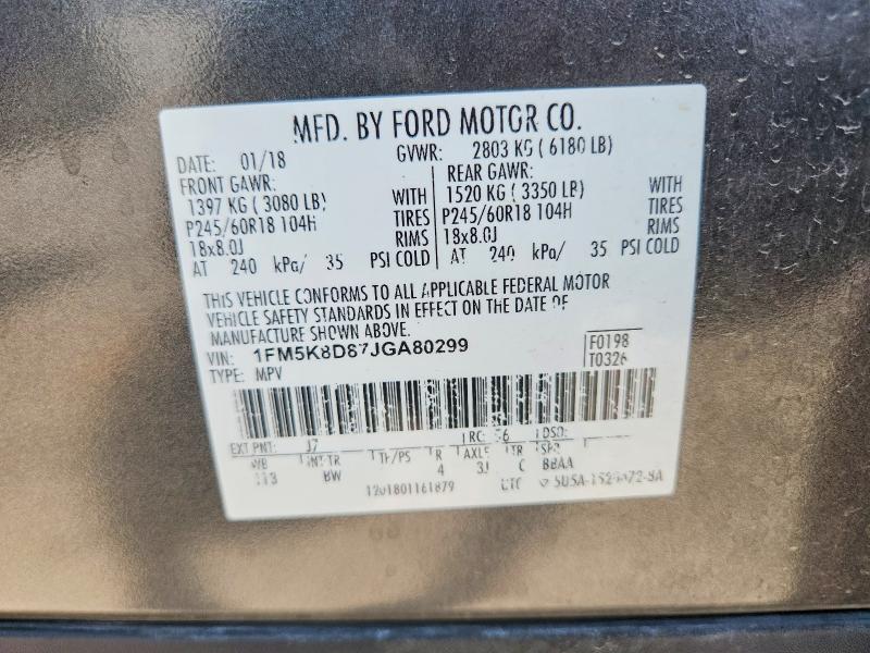 Aukcja sprzedaży 2018 Ford Explorer, vin: 1FM5K8D87JGA80299, numer aukcji: 58419926