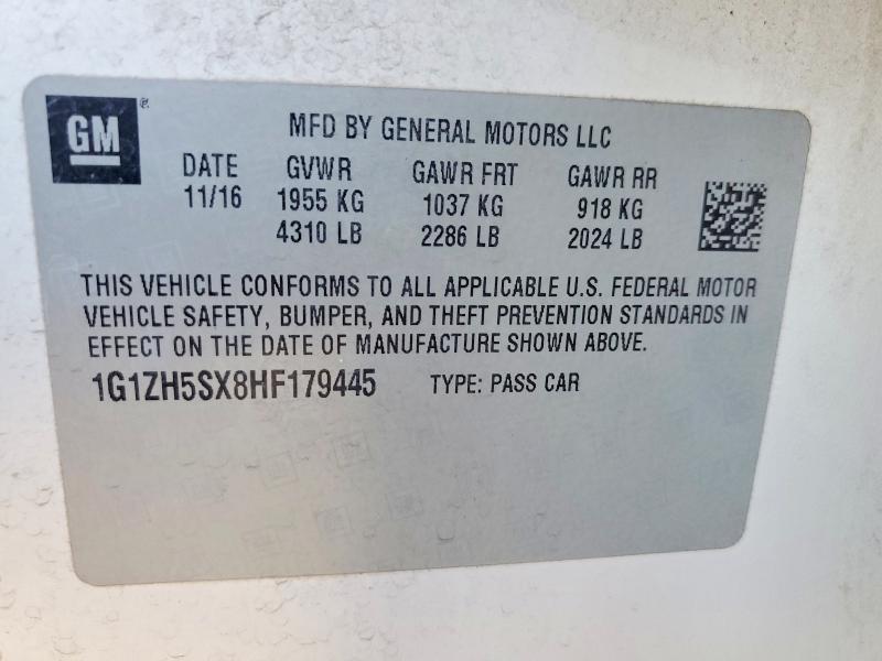 Продажа на аукционе авто 2017 Chevrolet Malibu, vin: 1G1ZH5SX8HF179445, номер лота: 58722576