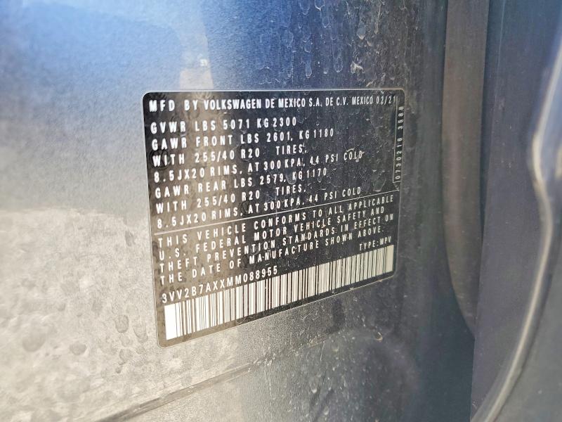 57208796 :رقم المزاد ، 3VV2B7AXXMM088955 vin ، 2021 Volkswagen Tiguan مزاد بيع