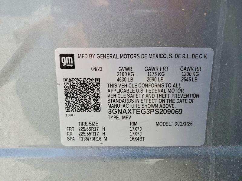 Aukcja sprzedaży 2023 Chevrolet Equinox, vin: 3GNAXTEG3PS209069, numer aukcji: 59131376