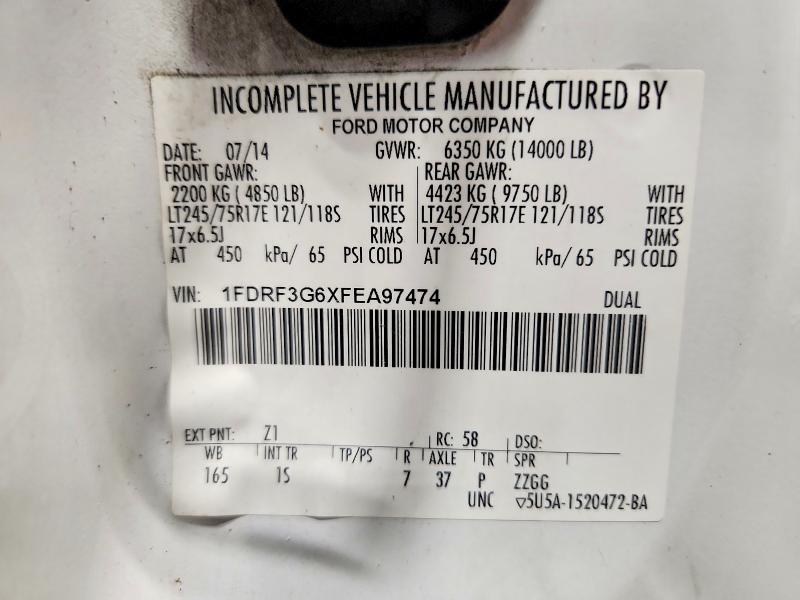 Aukcja sprzedaży 2015 Ford F350, vin: 1FDRF3G6XFEA97474, numer aukcji: 57975316