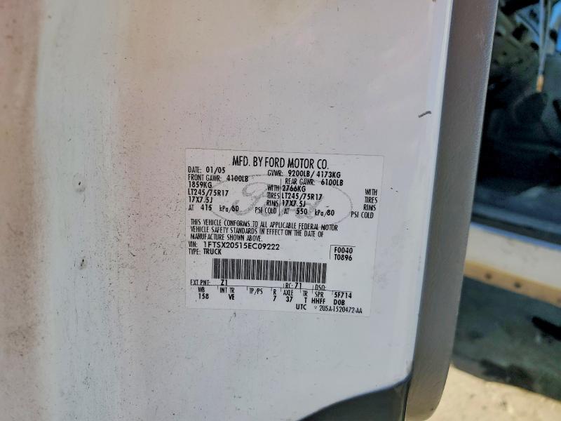 2005 Ford F250 მანქანა იყიდება აუქციონზე, vin: 1FTSX20515EC09222, აუქციონის ნომერი: 56185936