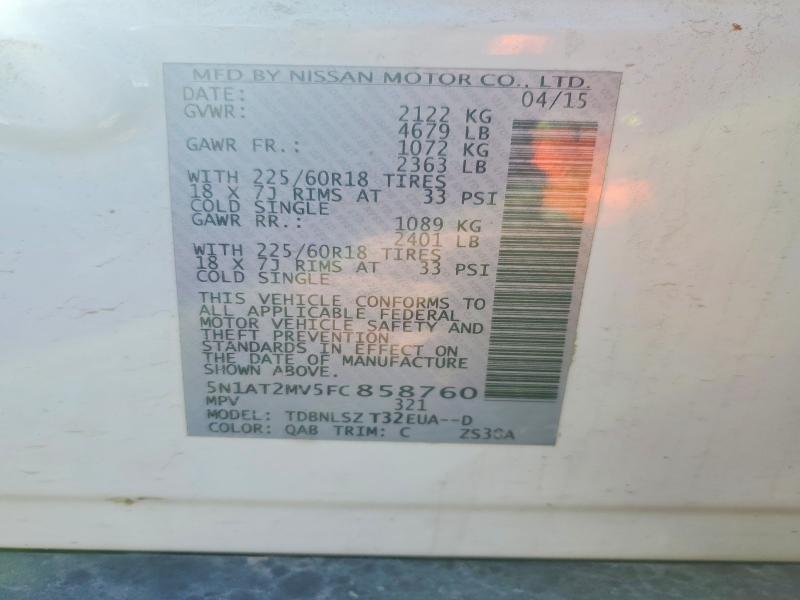 Продаж на аукціоні авто 2015 Nissan Rogue, vin: 5N1AT2MV5FC858760, номер лоту: 57016756