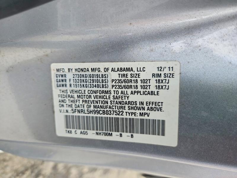 Продаж на аукціоні авто 2012 Honda Odyssey, vin: 5FNRL5H99CB037522, номер лоту: 55546436