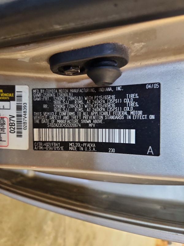 57675076 :رقم المزاد ، 5TDZA23C45S320674 vin ، 2005 Toyota Sienna مزاد بيع
