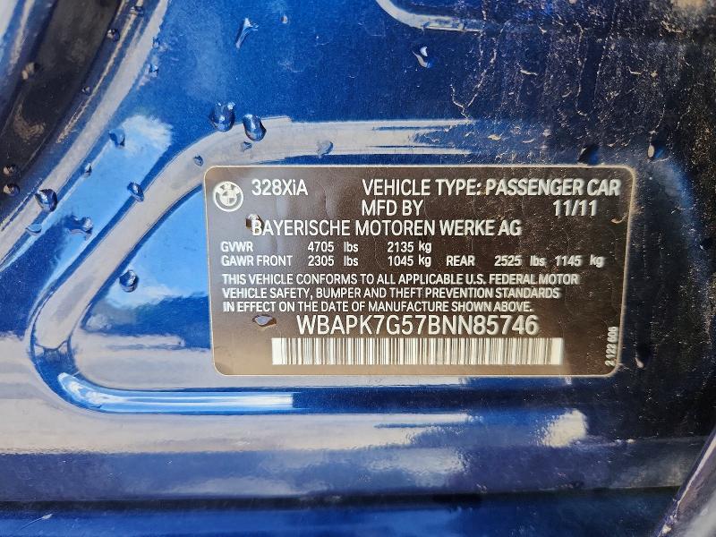 Продажа на аукционе авто 2011 Bmw 328, vin: WBAPK7G57BNN85746, номер лота: 56654816