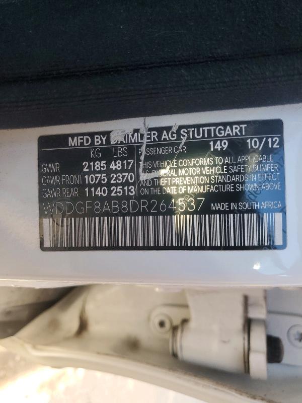 57736296 :رقم المزاد ، WDDGF8AB8DR264537 vin ، 2013 Mercedes-benz C مزاد بيع