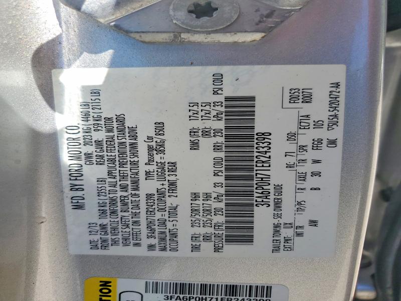 Aukcja sprzedaży 2014 Ford Fusion, vin: 3FA6P0H71ER243398, numer aukcji: 56882386