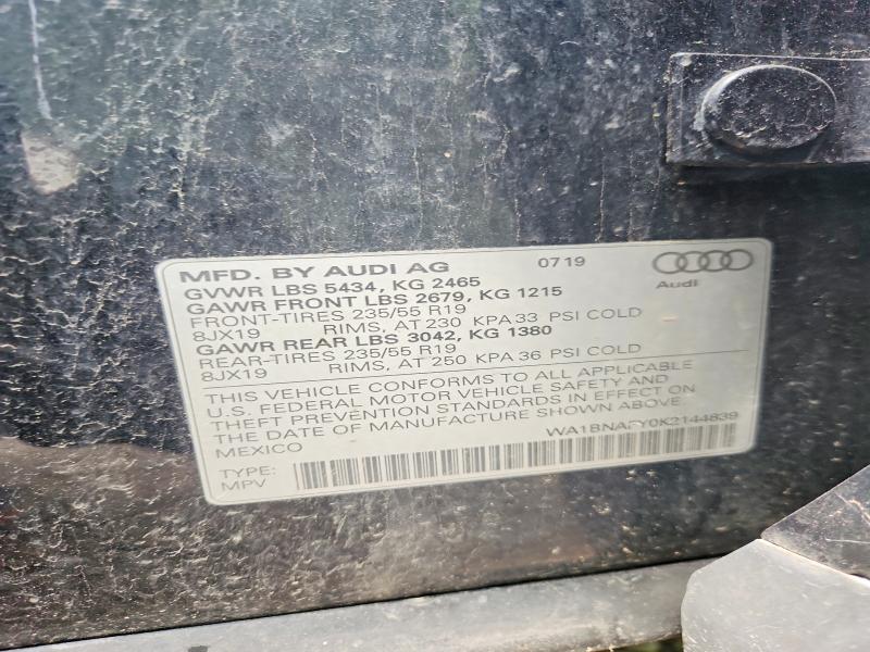 Продажа на аукционе авто 2019 Audi Q5, vin: WA1BNAFY0K2144839, номер лота: 57241176