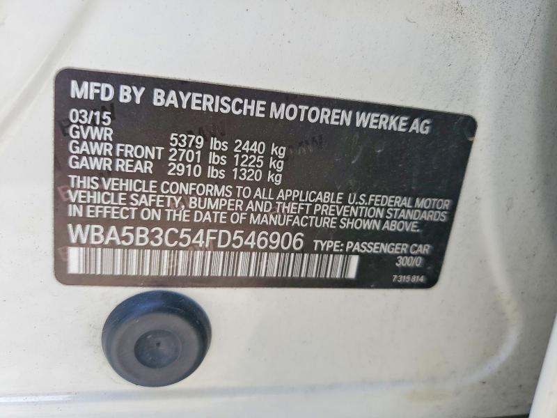 2015 Bmw 535 მანქანა იყიდება აუქციონზე, vin: WBA5B3C54FD546906, აუქციონის ნომერი: 55691726