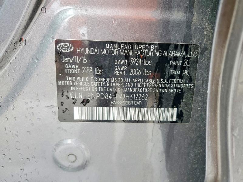 2018 Hyundai 4dr მანქანა იყიდება აუქციონზე, vin: 5NPD84LF2JH312262, აუქციონის ნომერი: 59154686