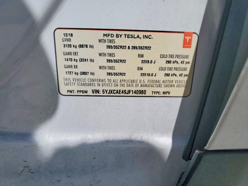 Aukcja sprzedaży 2018 Tesla Model X, vin: 5YJXCAE49JF140980, numer aukcji: 55590136