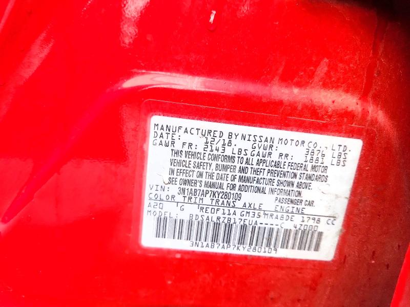 Продаж на аукціоні авто 2019 Nissan Sentra, vin: 3N1AB7AP7KY280109, номер лоту: 56530746
