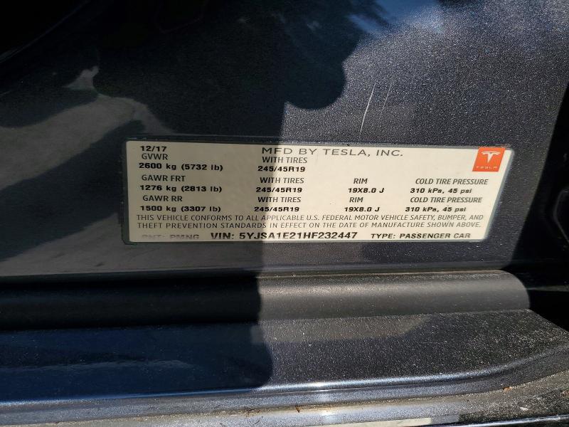 2017 Tesla Model S მანქანა იყიდება აუქციონზე, vin: 5YJSA1E21HF232447, აუქციონის ნომერი: 58205766