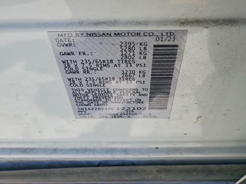 2023 Nissan Murano მანქანა იყიდება აუქციონზე, vin: 5N1AZ2BS1PC122102, აუქციონის ნომერი: 55529426