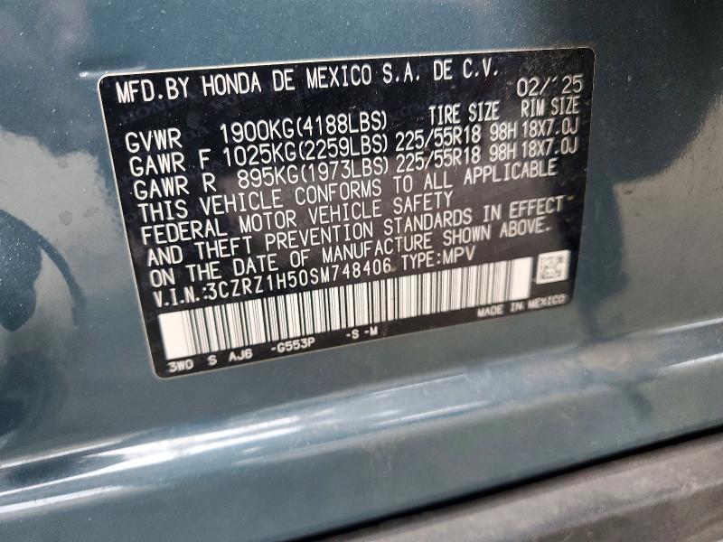57441156 :رقم المزاد ، 3CZRZ1H50SM748406 vin ، 2025 Honda Hr-v مزاد بيع