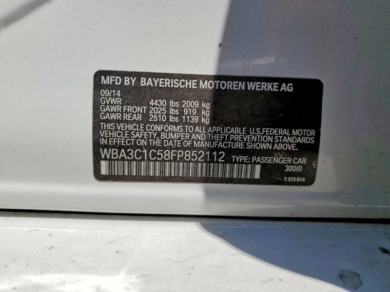 Aukcja sprzedaży 2015 Bmw 328, vin: WBA3C1C58FP852112, numer aukcji: 58651396