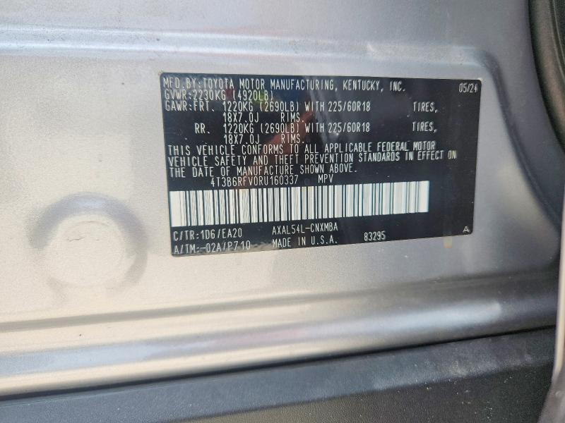 57849236 :رقم المزاد ، 4T3B6RFV0RU160337 vin ، 2024 Toyota Rav4 مزاد بيع
