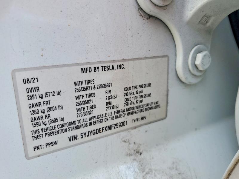 Aukcja sprzedaży 2021 Tesla Model Y, vin: 5YJYGDEFXMF259301, numer aukcji: 55953466