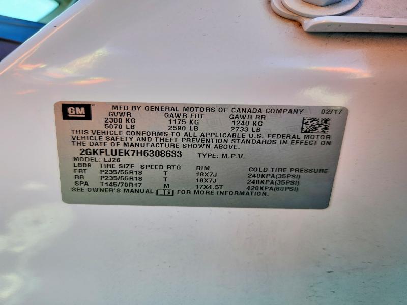 2017 Gmc Terrain მანქანა იყიდება აუქციონზე, vin: 2GKFLUEK7H6308633, აუქციონის ნომერი: 56671836