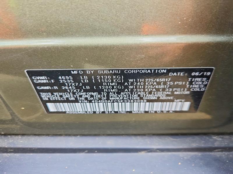 Продаж на аукціоні авто 2019 Subaru Outback, vin: 4S4BSAFC5K3383098, номер лоту: 56343586