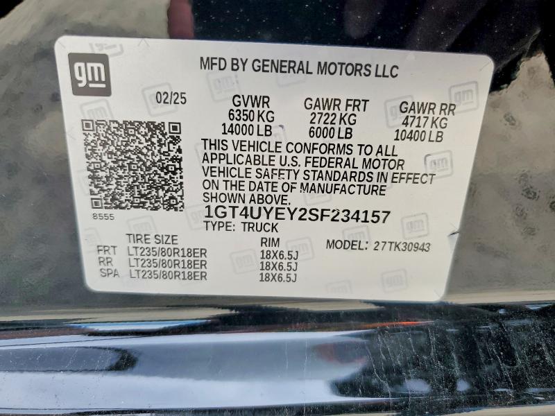 Продаж на аукціоні авто 2025 Gmc Sierra, vin: 1GT4UYEY2SF234157, номер лоту: 55899706