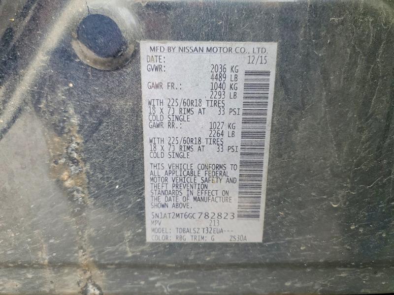 2016 Nissan Rogue მანქანა იყიდება აუქციონზე, vin: 5N1AT2MT6GC782823, აუქციონის ნომერი: 57727076