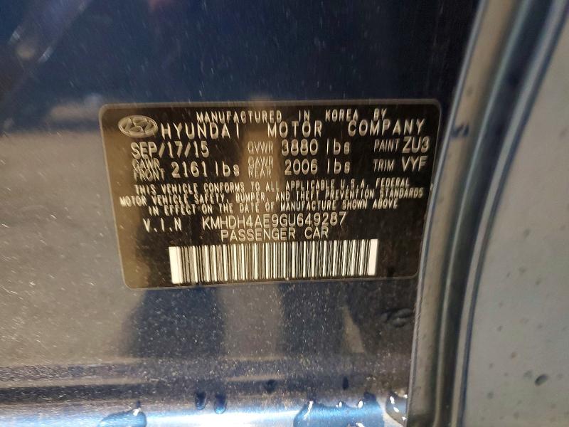 Продаж на аукціоні авто 2016 Hyundai Elantra, vin: KMHDH4AE9GU649287, номер лоту: 58228786