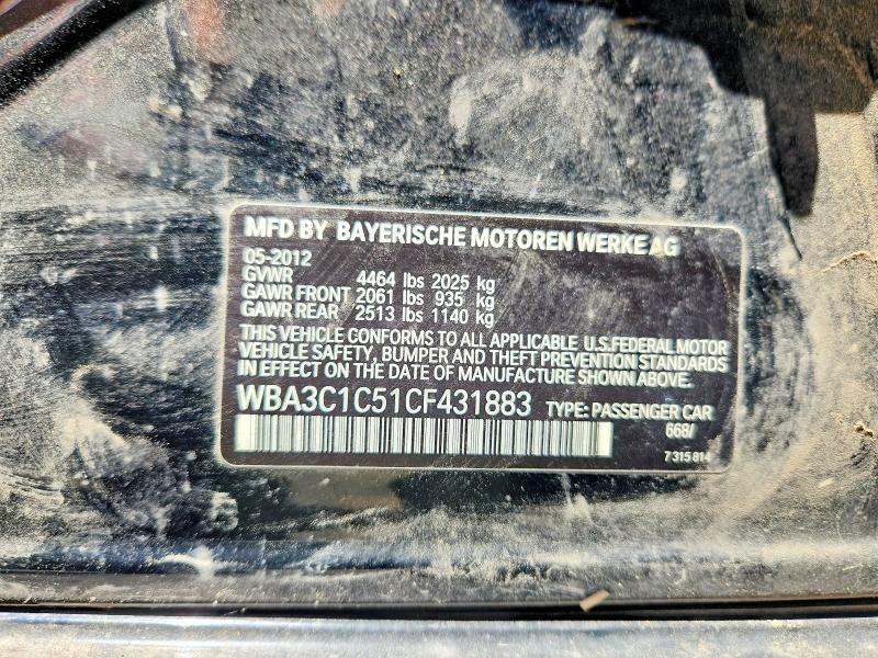 56252516 :رقم المزاد ، WBA3C1C51CF431883 vin ، 2012 Bmw 328 مزاد بيع
