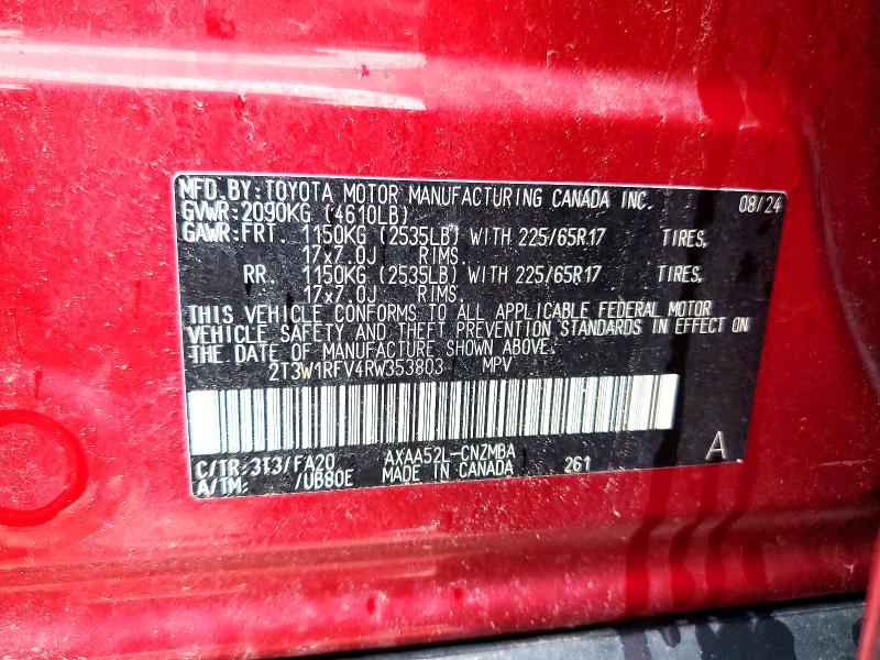 2024 Toyota Rav4 მანქანა იყიდება აუქციონზე, vin: 2T3W1RFV4RW353803, აუქციონის ნომერი: 57697266