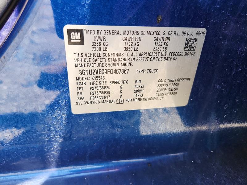 Aukcja sprzedaży 2015 Gmc Sierra, vin: 3GTU2VEC9FG467367, numer aukcji: 56782906