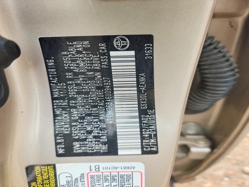 2006 Toyota Avalon მანქანა იყიდება აუქციონზე, vin: 4T1BK36B46U094927, აუქციონის ნომერი: 55964086