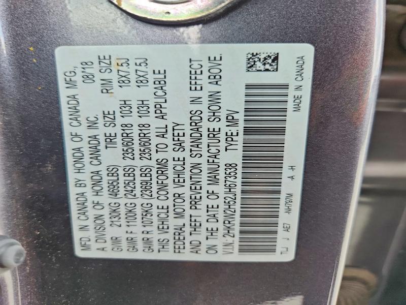 58244846 :رقم المزاد ، 2HKRW2H52JH673538 vin ، 2018 Honda Cr-v مزاد بيع