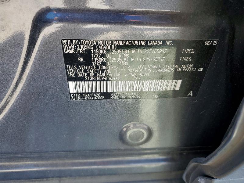 Aukcja sprzedaży 2015 Toyota Rav4, vin: 2T3RFREV4FW344921, numer aukcji: 55759516