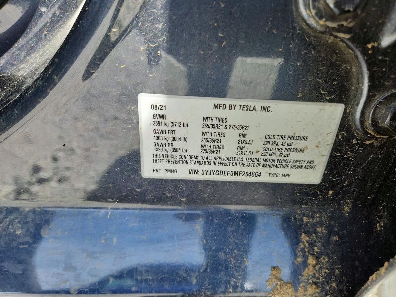 Aukcja sprzedaży 2021 Tesla Model Y, vin: 5YJYGDEF5MF264664, numer aukcji: 57486456